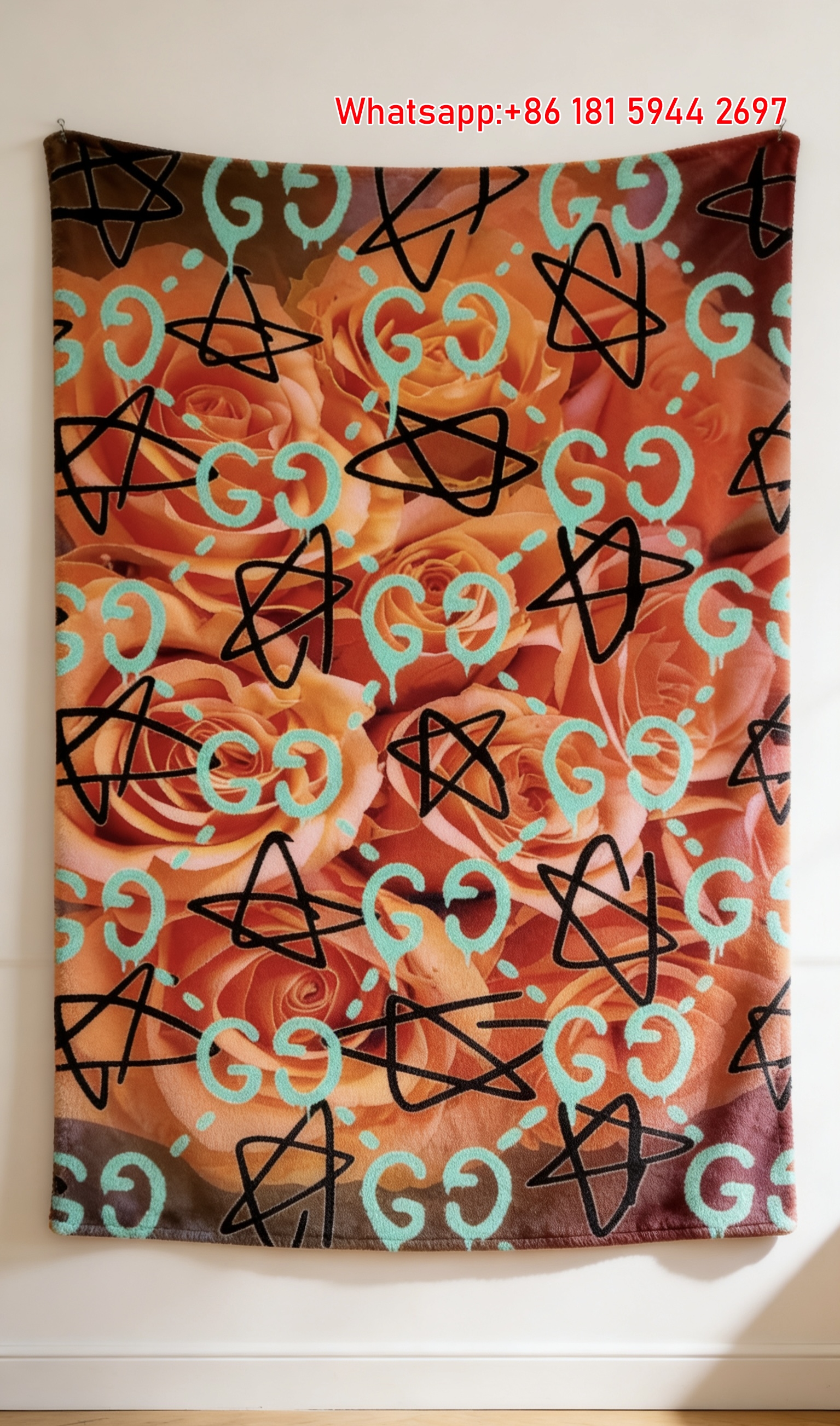 Gucci Neon GG Roses Throw blankets Gucci Floral Monogram Tapestry IMG_2853
